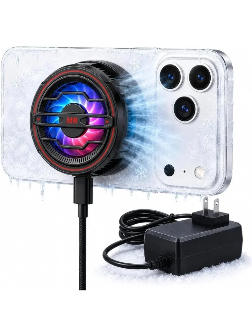 Magnetic Phone Cooler & 15W Fast Wireless Charger with RGB LED Light